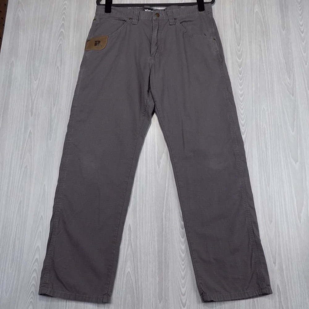 Wrangler Riggs Workwear Ripstop Pants Mens 35x30 Grey Straight EUC